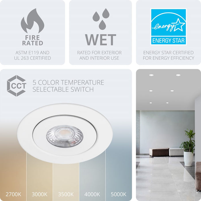 WAC Lotos 1Lt 6" LED 5-CCT Round RAR FWT Recessed Kit, FWH