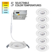 WAC Lotos 6" LED 5-CCT ERAR Round Recessed Kit, 6 Pack, FWH - R6ERAR-W9CS-WT-6