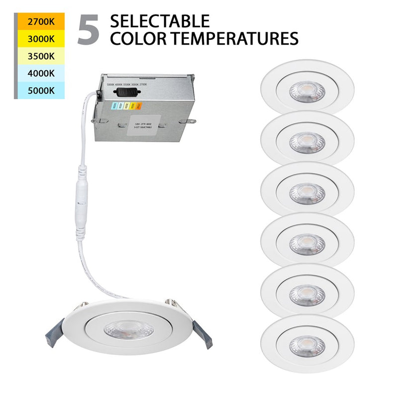 WAC Lotos 1Lt 6" LED 5-CCT Round Recessed Kit, White/Frosted