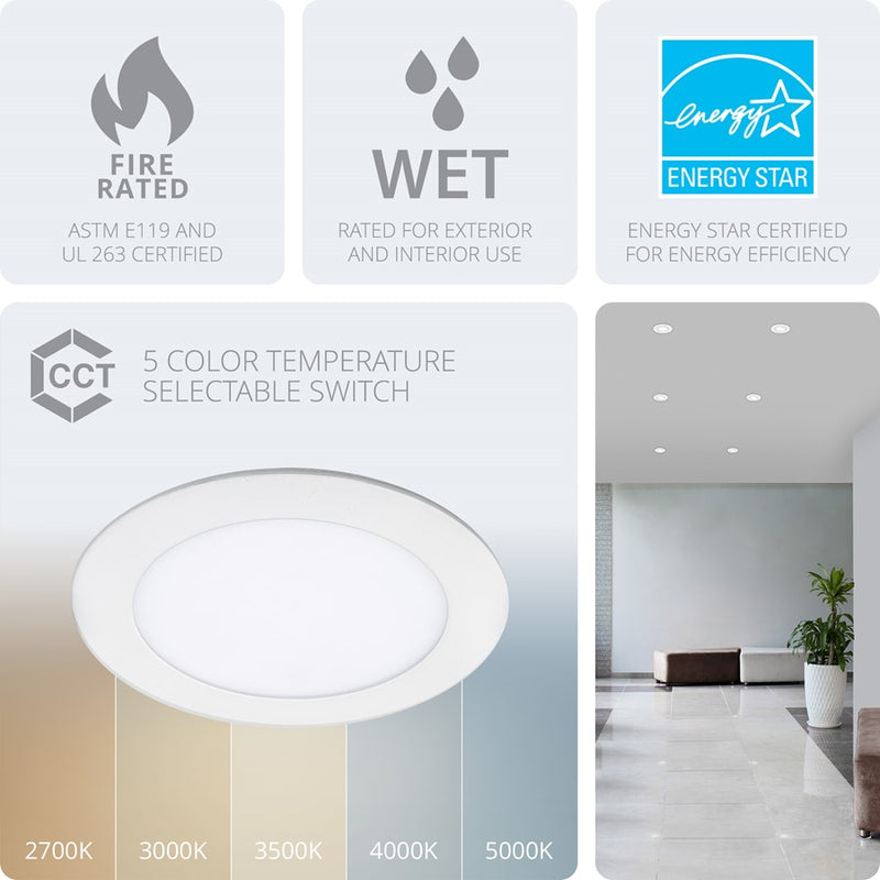 WAC Lotos 6" 5-CCT Selectable LED Recessed (Pack of 24), WH