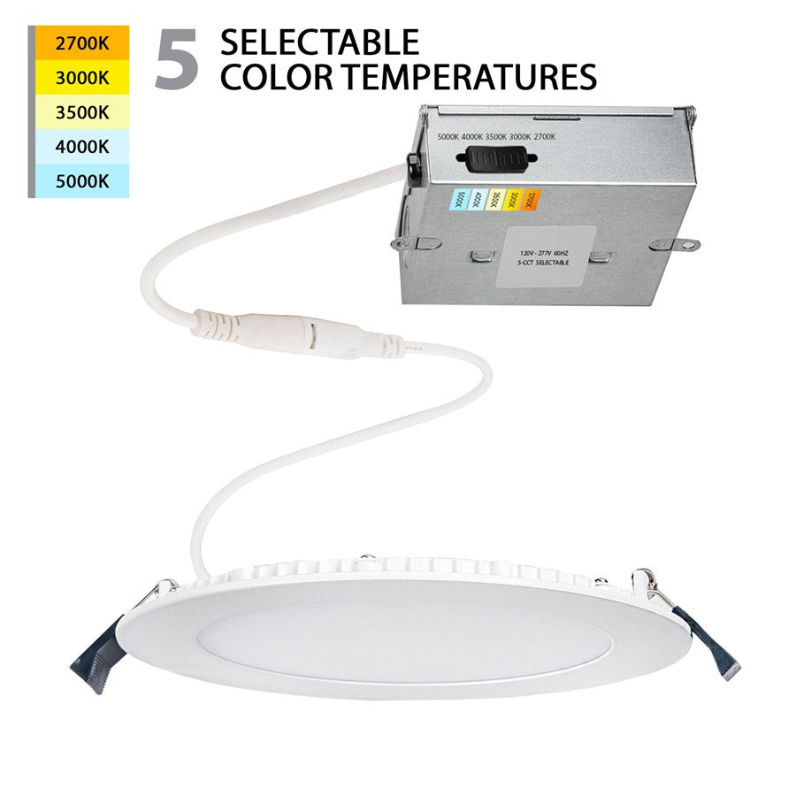 WAC Lotos 1Lt 6" LED 5-CCT ERDR Round Recessed Kit, WH/Frost - R6ERDR-W9CS-WT