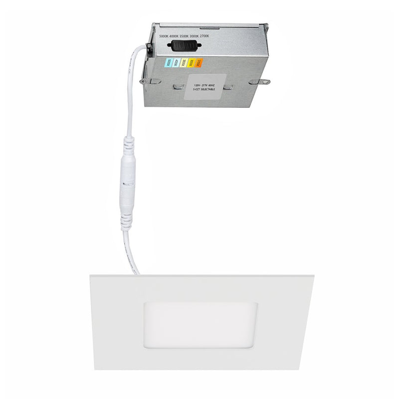 WAC Lotos 1Lt 6" LED 5-CCT Square Recessed Kit, White/Frosted - R6ESDR-W9CS-WT