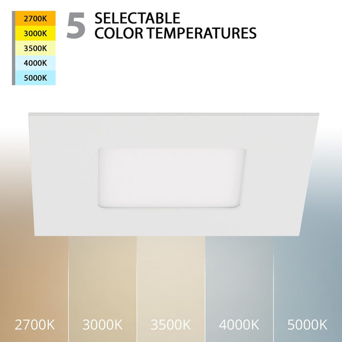 WAC Lotos 1Lt 6" LED 5-CCT Square Recessed Kit, White/Frosted