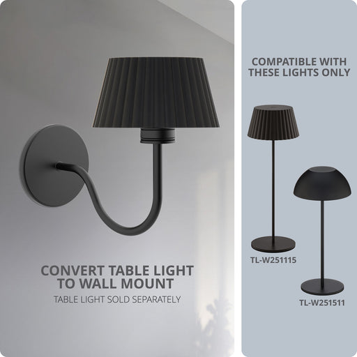 WAC Lighting Table Light Wall Mount for Pleat or Channing Table Lamp, Black