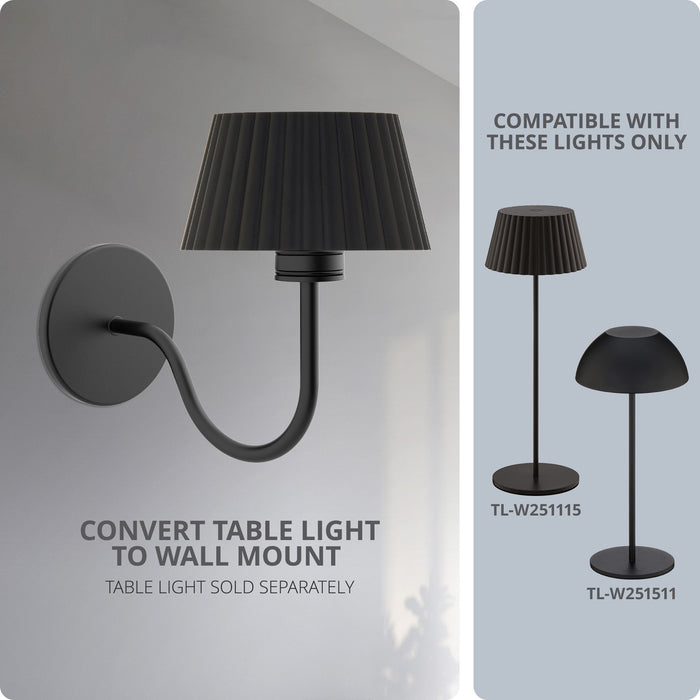 WAC Lighting Table Light Wall Mount for Pleat or Channing Table Lamp, Black