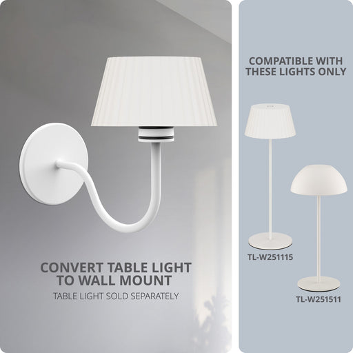 WAC Lighting Table Light Wall Mount for Pleat or Channing Table Lamp, White