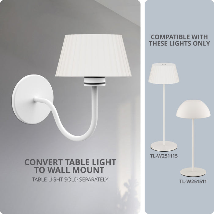 WAC Lighting Table Light Wall Mount for Pleat or Channing Table Lamp, White