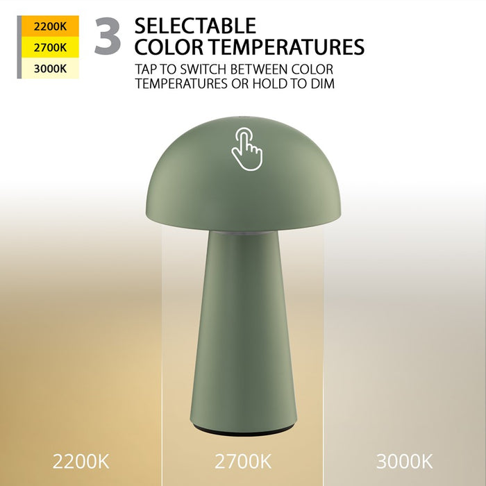WAC Darla 1Lt LED Rechargeable Table Lamp, Green/Green