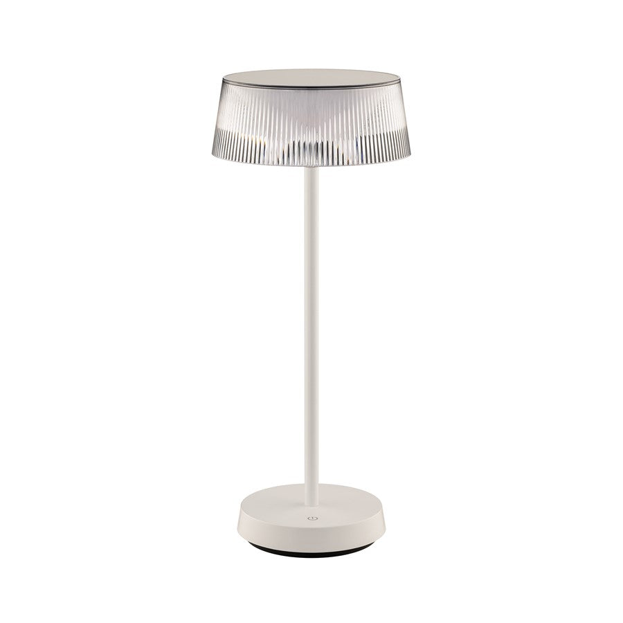 WAC Crystal 1Lt LED Rechargeable Table Lamp, White/Clear - TL-W251315-27-WT