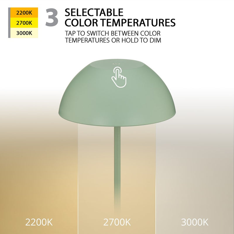 WAC Channing 1Lt LED Rechargeable Table Lamp, Green/Green