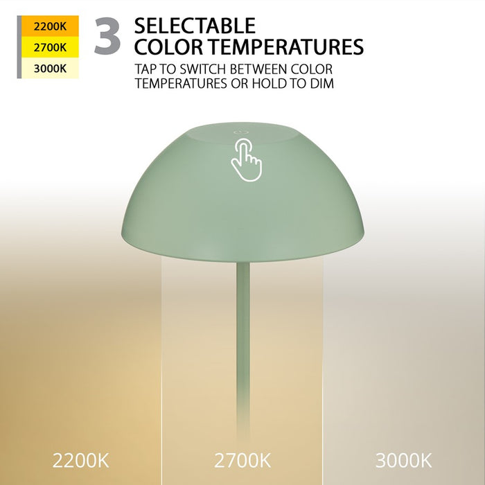 WAC Channing 1Lt LED Rechargeable Table Lamp, Green/Green