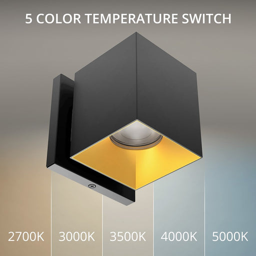 WAC Zoron 1Lt 3.5" Square Outdoor Wall Light, Flood Beam/Black Gold