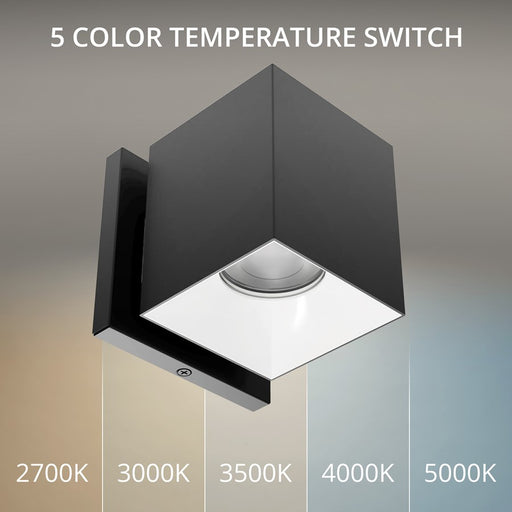 WAC Zoron 1Lt 3.5" Square Outdoor Wall Light, Flood Beam/Black White