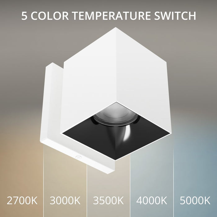 WAC Zoron 1Lt 3.5" Square Outdoor Wall Light, Flood Beam/White Black