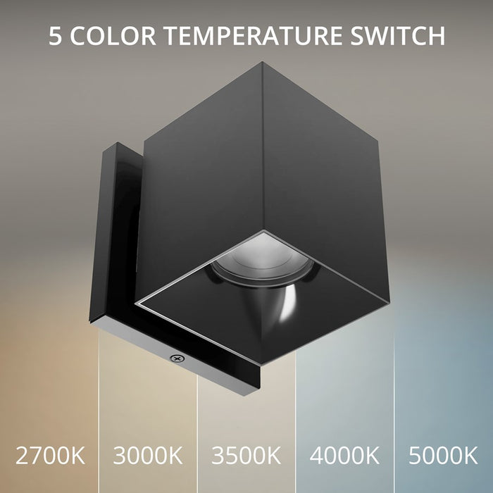 WAC Zoron 1Lt 3.5" Square Outdoor Wall Light, Narrow Beam Black/Clear