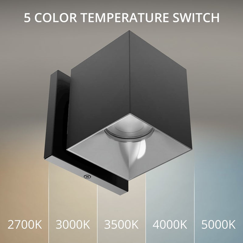 WAC Zoron 3.5" Square Outdoor Wall Light, Narrow Beam/Black Chrome