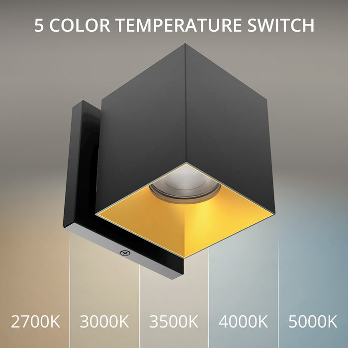 WAC Zoron 1Lt 3.5" Square Outdoor Wall Light, Narrow Beam/Black Gold