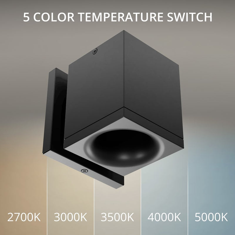 WAC Zoron 3.5" Square Outdoor Wall Light, Narrow Beam/Arc Trim Black