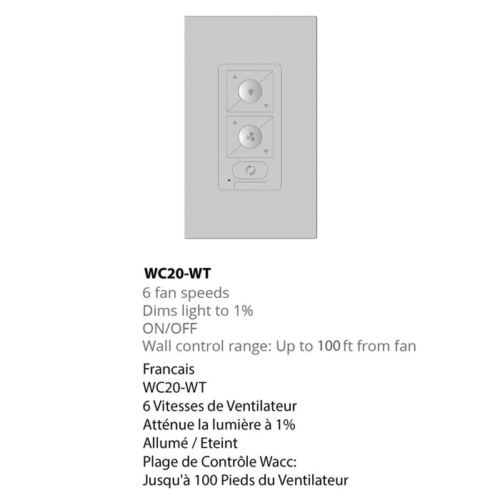 WAC Lighting 6-Speed Ceiling Fan Wall Control/Wallplate, White