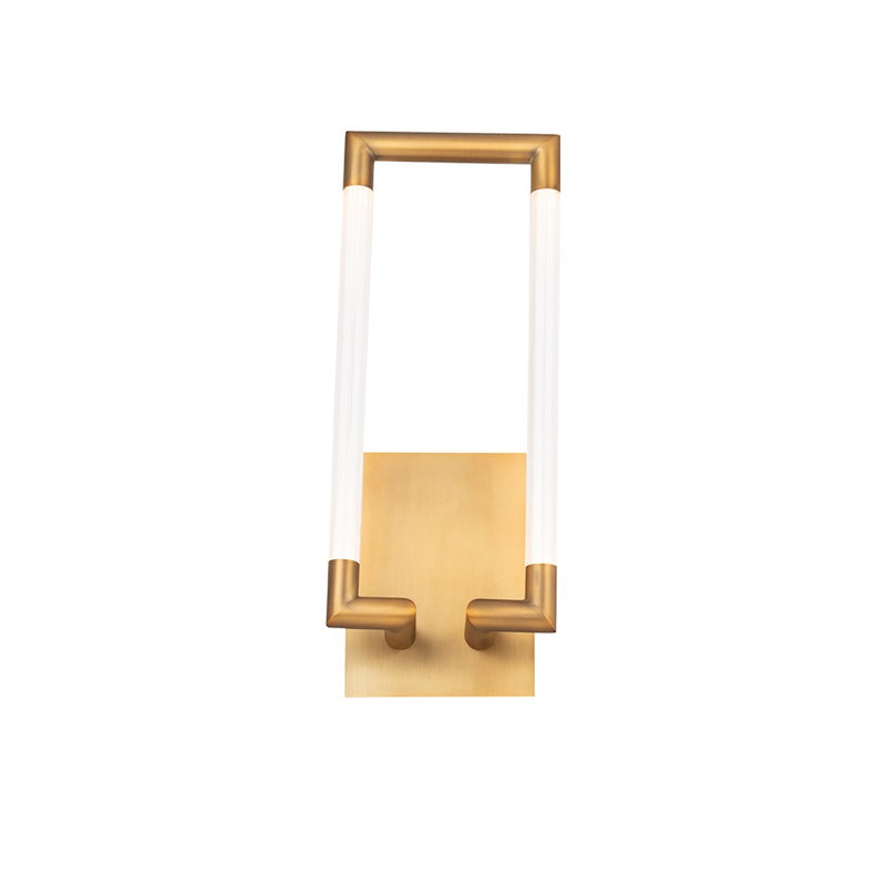 dweLED Posh 18" LED 1 Light Wall Sconce 3000K, Aged Brass/Clear