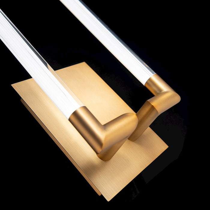 dweLED Posh 18" LED 1 Light Wall Sconce 3000K, Aged Brass/Clear