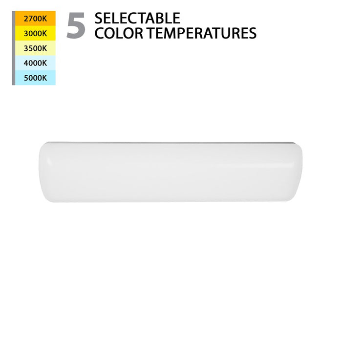 WAC Flo 1Lt LED 24" Bath Vanity Light/Flush Mount, White/White - WS-224-CS-WT