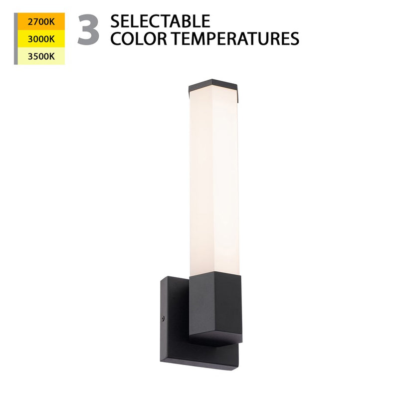 WAC Remi 16" 1Lt LED Wall Sconce 3CCT, Black/Frosted