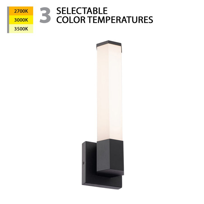 WAC Remi 16" 1Lt LED Wall Sconce 3CCT, Black/Frosted