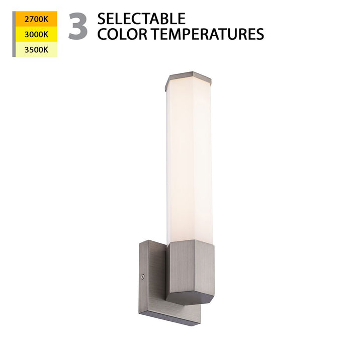 WAC Remi 16" 1Lt LED Wall Sconce 3CCT, Nickel/Frosted