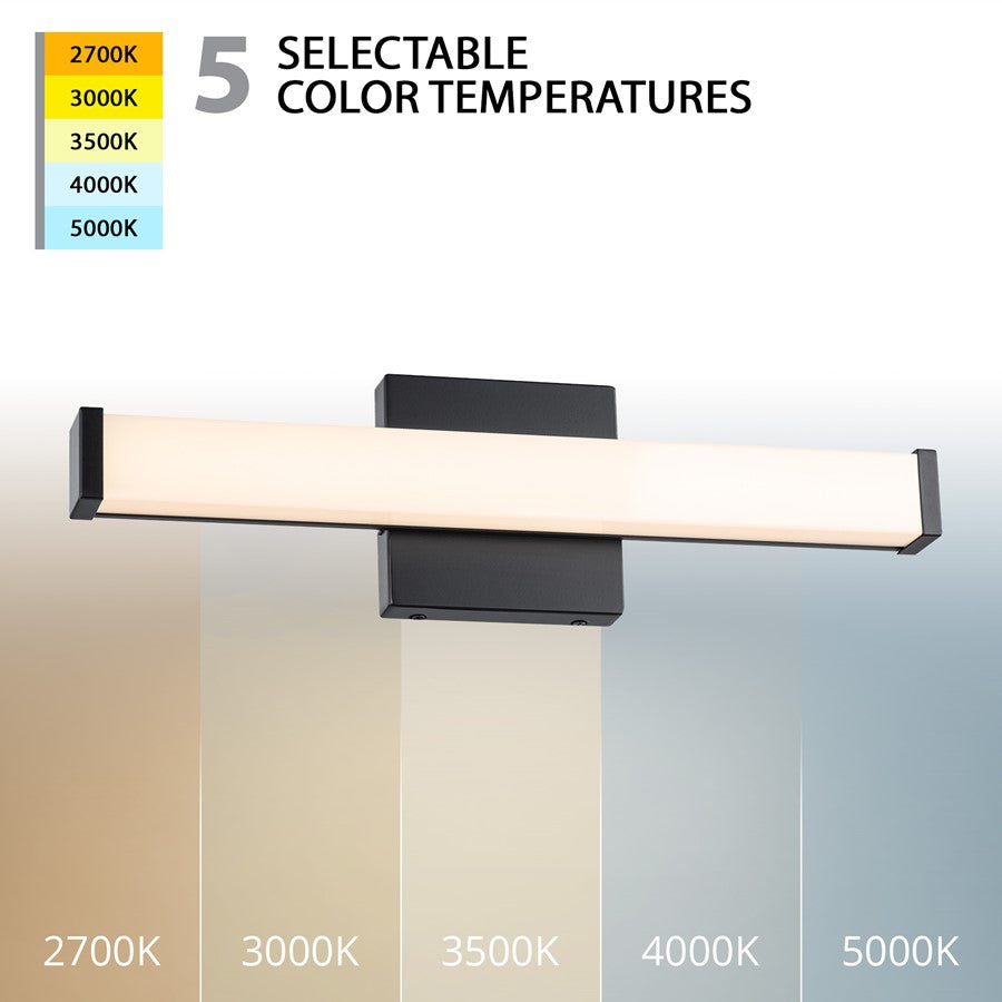 WAC Slim 1Lt LED 18" Bathroom Vanity/Wall Light, Black/White