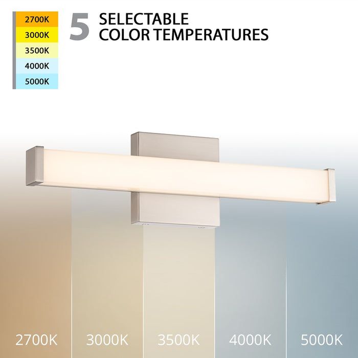 WAC Slim 1Lt LED 18" Bathroom Vanity/Wall Light, Nickel/White