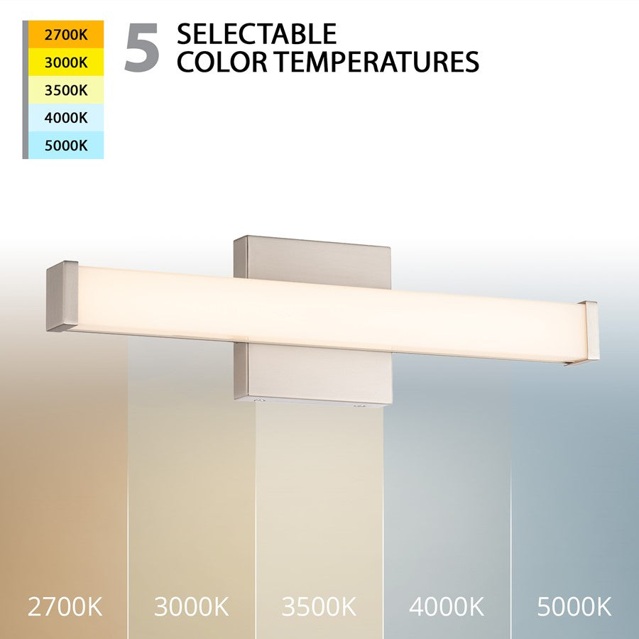 WAC Slim 1Lt LED 18" Bathroom Vanity/Wall Light, Nickel/White