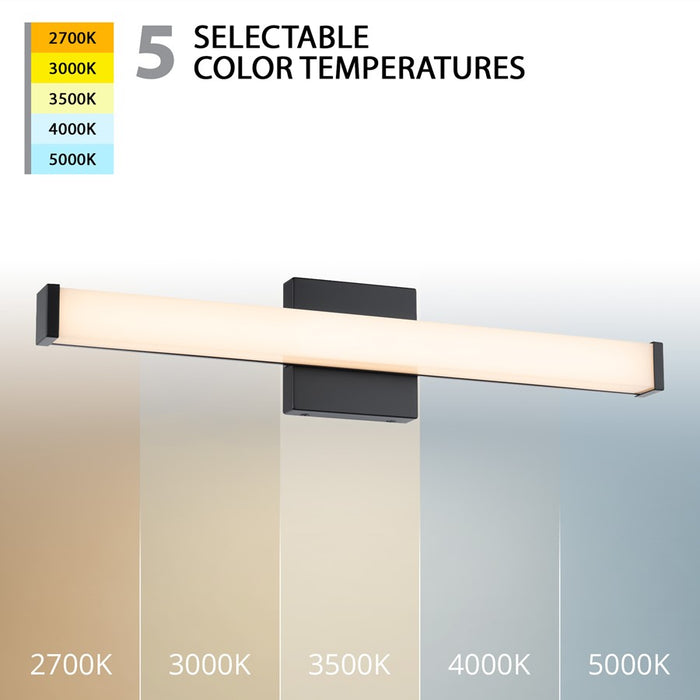 WAC Slim 1Lt LED 24" Bathroom Vanity/Wall Light, Black/White