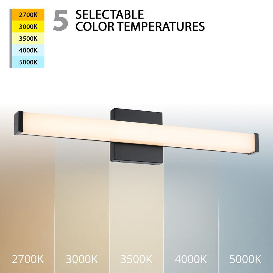 WAC Slim 1Lt LED 24" Bathroom Vanity/Wall Light, Black/White