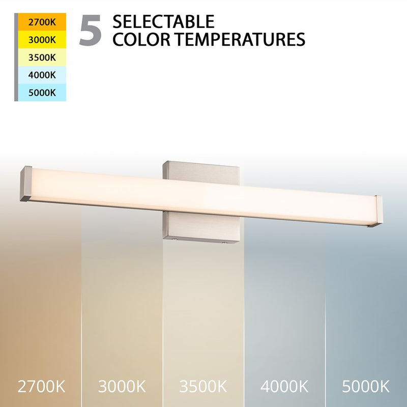 WAC Slim 1Lt LED 24" Bathroom Vanity/Wall Light, Nickel/White