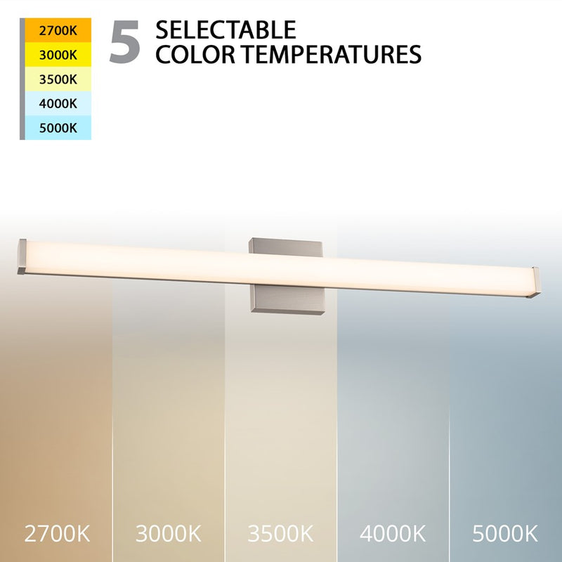 WAC Slim 1Lt LED 36" Bathroom Vanity/Wall Light, Nickel/White