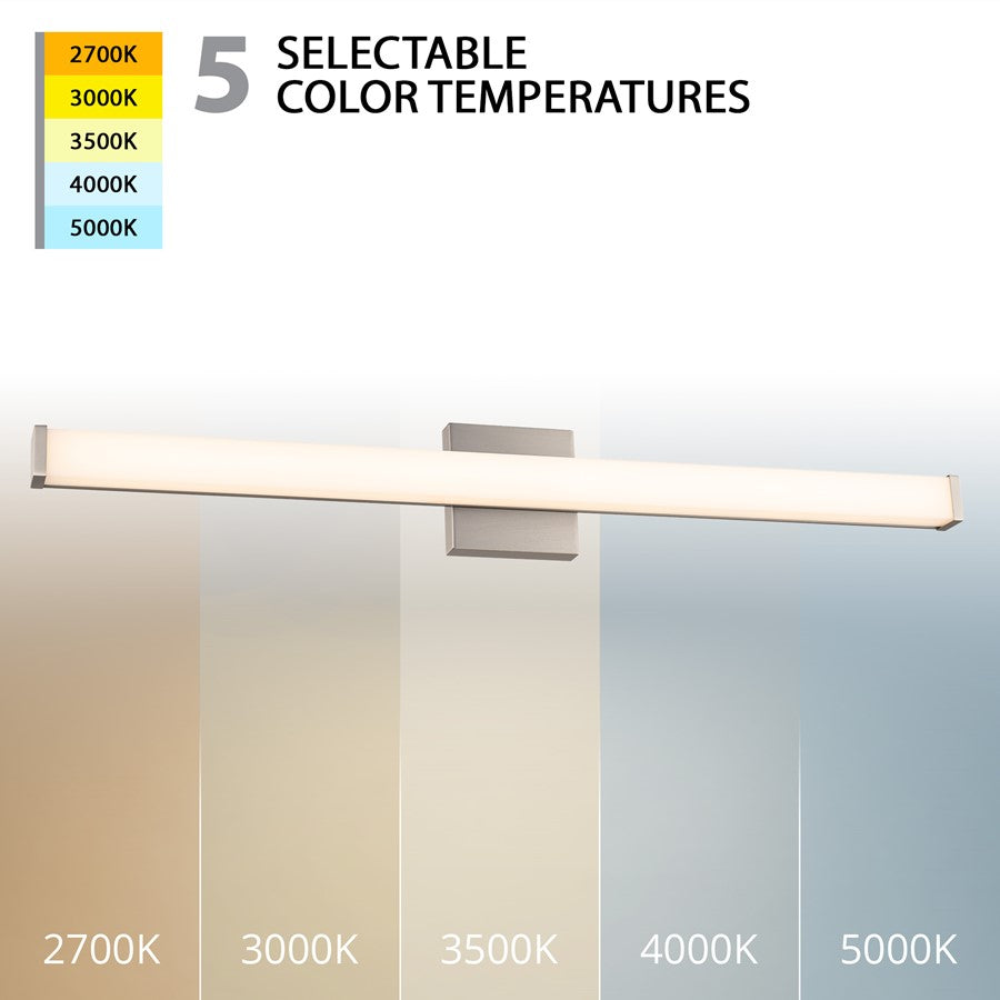 WAC Slim 1Lt LED 36" Bathroom Vanity/Wall Light, Nickel/White