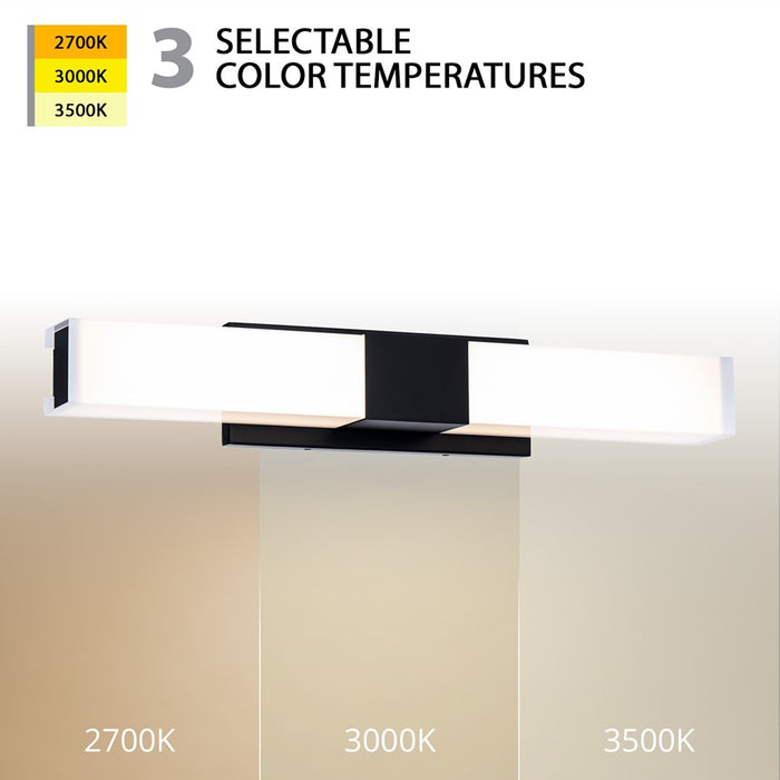 WAC Studio 1Lt LED 26" Bathroom Vanity/Wall Light, Black/White