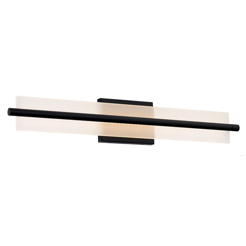 WAC Razor 1Lt LED 28" Bathroom Vanity/Wall Light, Black/Clear - WS-241128-CS-BK