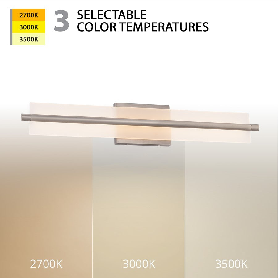 WAC Razor 1Lt LED 28" Bathroom Vanity/Wall Light, Nickel/Clear