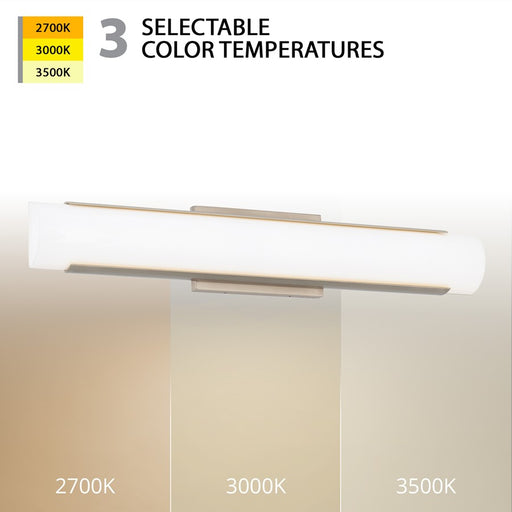 WAC Demi 1Lt LED 27" Bathroom Vanity/Wall Light, Nickel/White