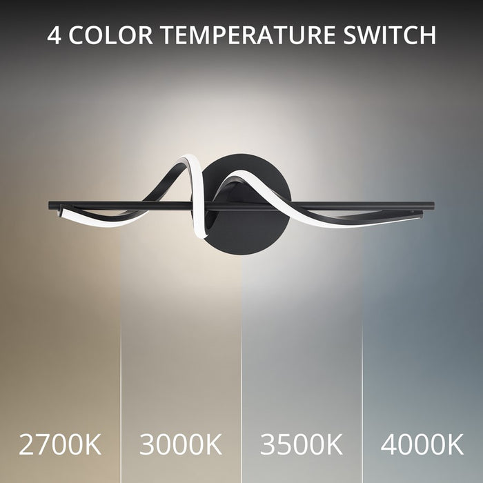 dweLED Corkscrew 1Lt 22" Bath Vanity/Wall Light/2700K, BK/WH