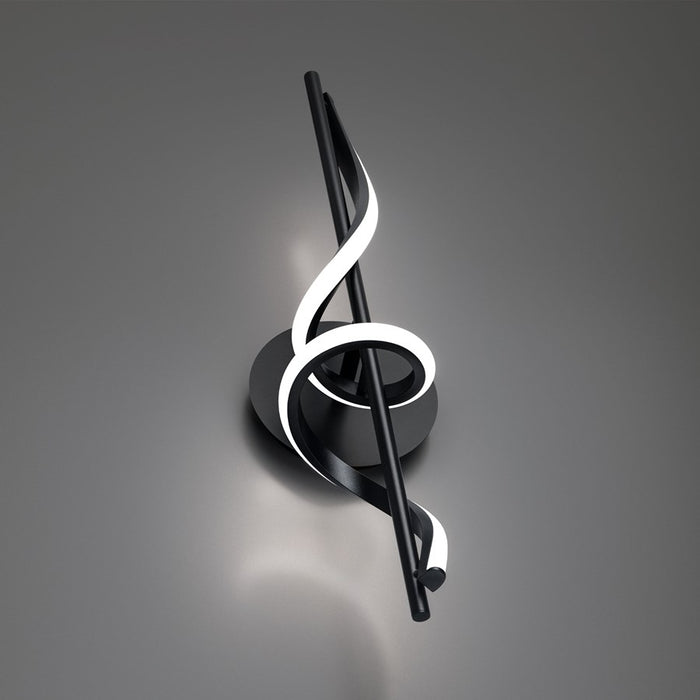 dweLED Corkscrew 1Lt 22" Bath Vanity/Wall Light/3500K, BK/WH