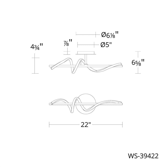 dweLED Corkscrew 1Lt 22" Bath Vanity/Wall Light/3500K, BK/WH