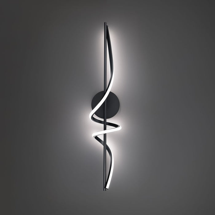 dweLED Corkscrew 1Lt 34" Bath Vanity/Wall Light/2700K, BK/WH