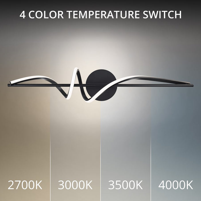 dweLED Corkscrew 1Lt 34" Bath Vanity/Wall Light/2700K, BK/WH