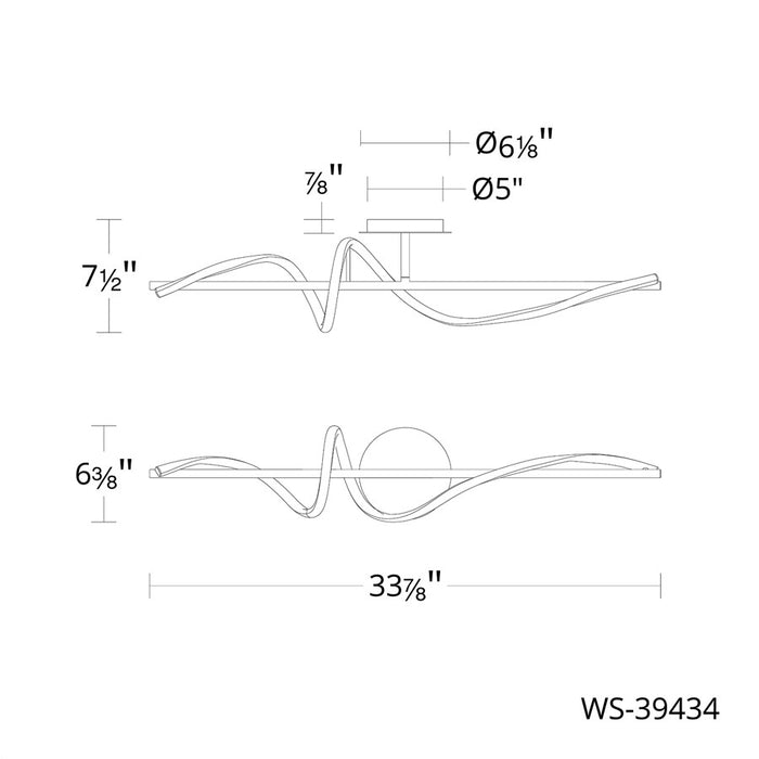 dweLED Corkscrew 1Lt 34" Bath Vanity/Wall Light/3000K, BK/WH