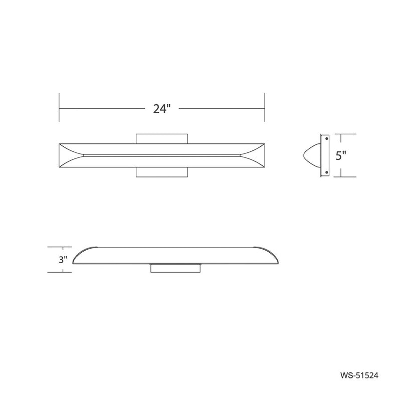 dweLED Straitaway 1Lt 24" Bath Vanity/Wall Light/3500K, BK/WH