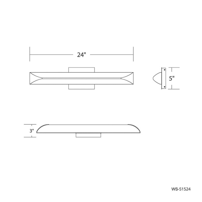 dweLED Straitaway 1Lt 24" Bath Vanity/Wall Light/4000K, BK/WH