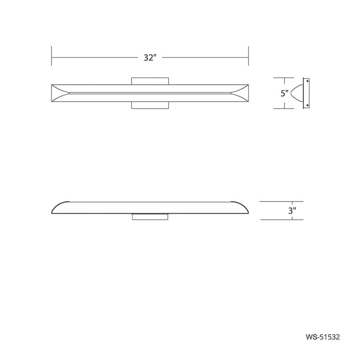 dweLED Straitaway 1Lt 32" Bath Vanity/Wall/2700K, Nickel/White